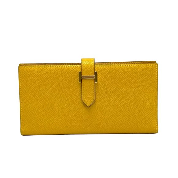 HERMES Yellow Leather Wallet - Picture 1 of 9